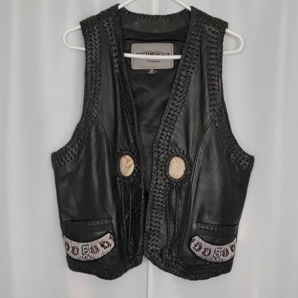 Men's Black leather vest